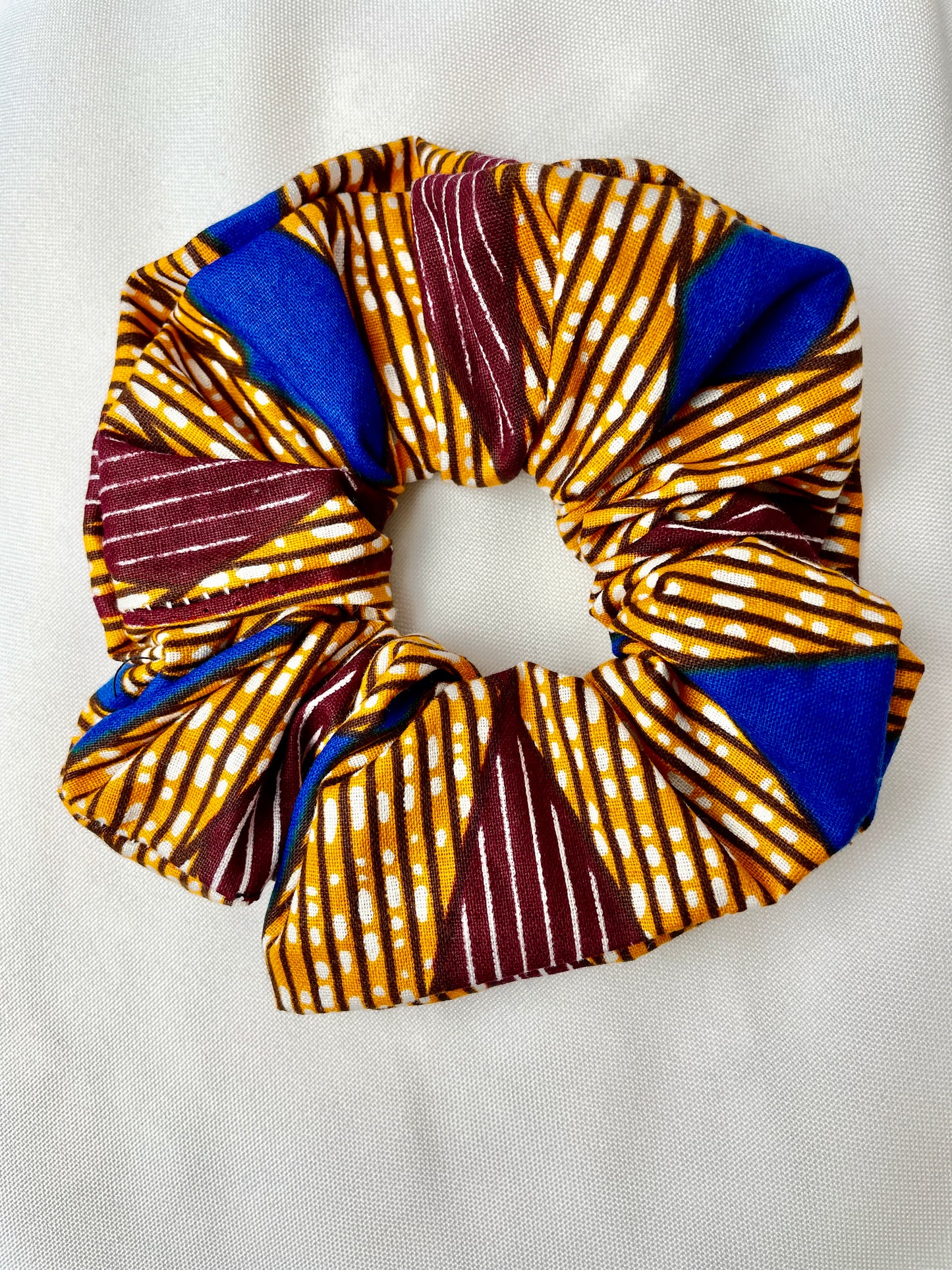AFRICAN Print Scrunchies - Hair Accessories - Medium Blue and Orange