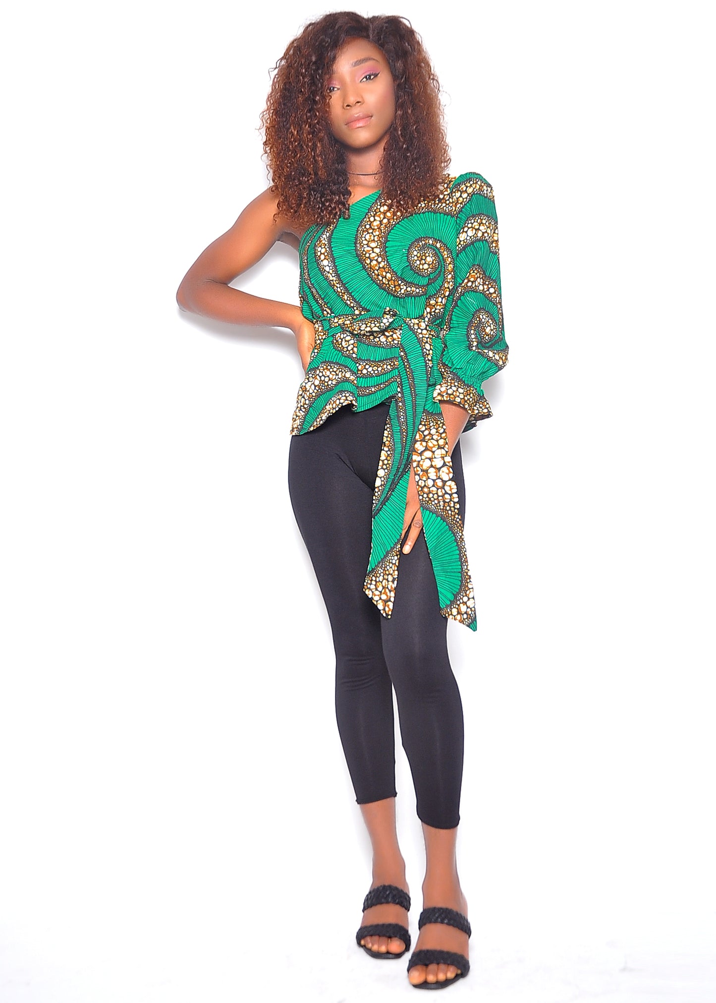 KASARACHI ONE SHOULDER AFRICAN PRINT TOP