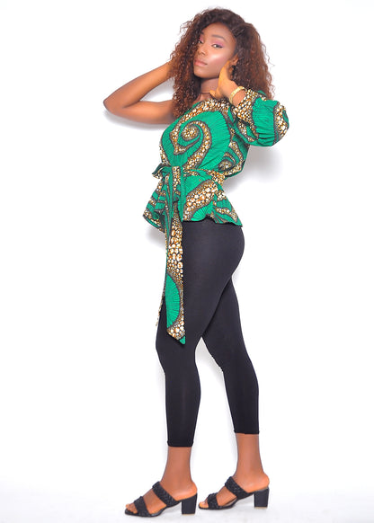 KASARACHI ONE SHOULDER AFRICAN PRINT TOP